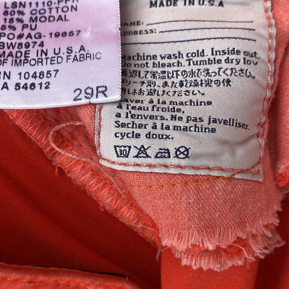 Adriano Goldschmied The Stilt Cigarette Leg Jeans Red Women Sz 29R Made In USA - Picture 6 of 6